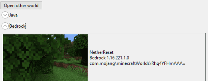 select the desired world