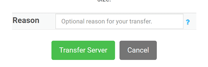 Server Transfer Reason