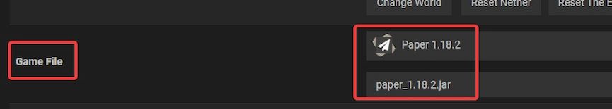 The jar file as shown on the control panel