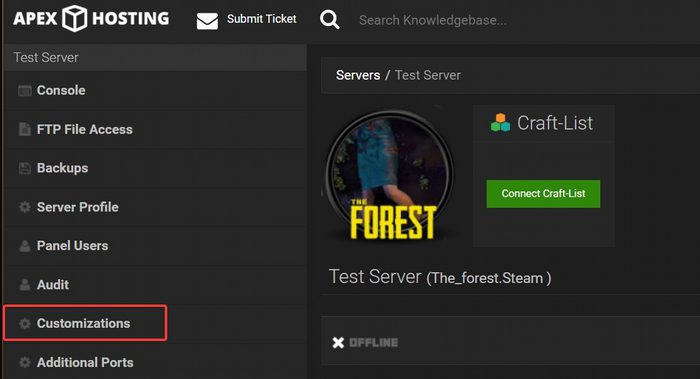 Change setting in the customizations tab