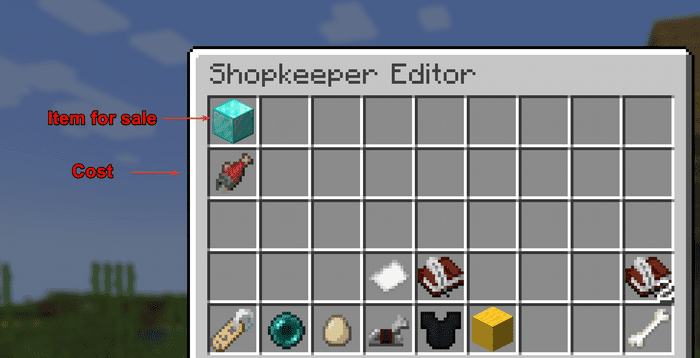 An example of the shopkeeper admin gui