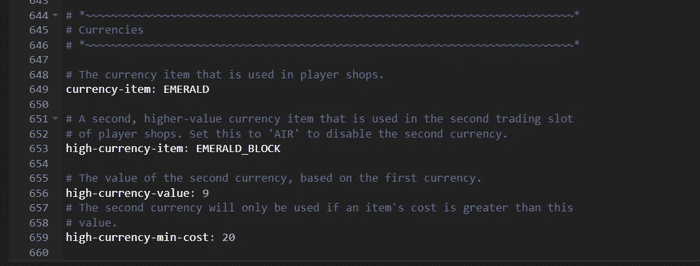 The original currency as shown in the config file