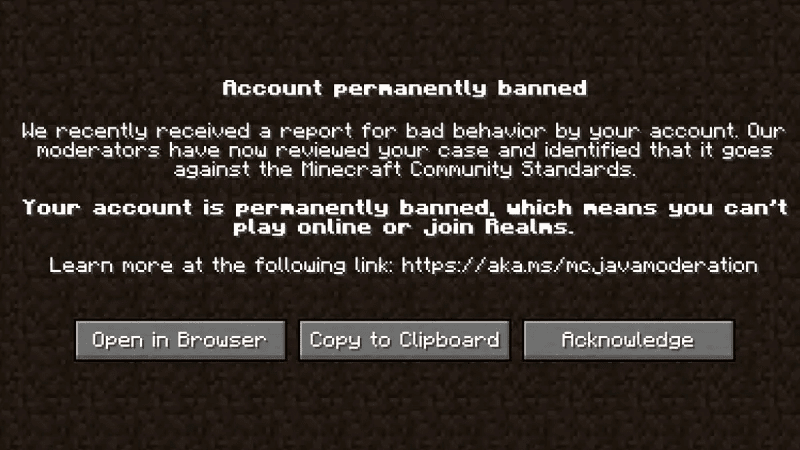 account banned