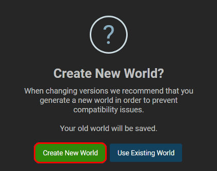 Minecraft Generate New World