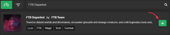 FTB Departed Modpack Install