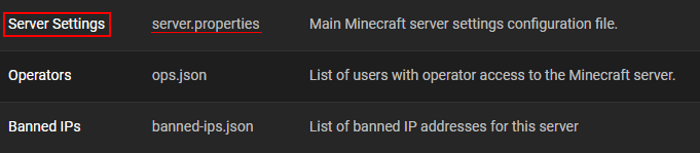 Minecraft Server Settings