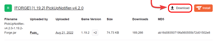 Pick Up Notifier Minecraft Mod Download