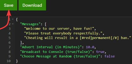 Advert Messages Rust Plugin Settings