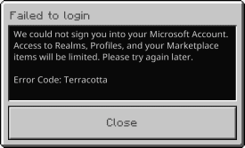 Minecraft Error Code Terracotta