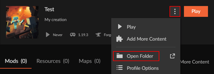 CurseForge Open Folder Profile