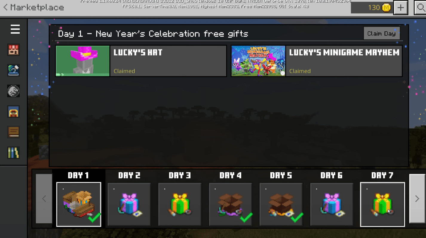 Minecraft new years gifts