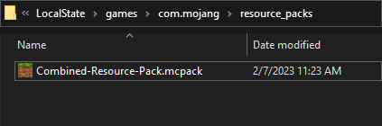 Minecraft Bedrock Resource_Packs Folder