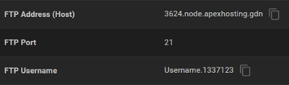 Minecraft FTP Details