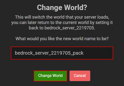Bedrock Server Change World