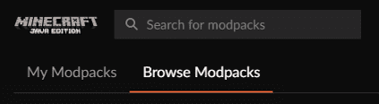 CurseForge Browse Modpacks