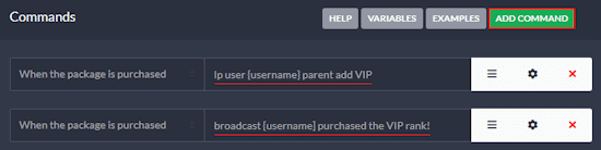 Tebex Package Commands