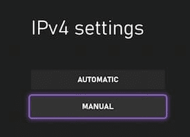 Xbox IPv4 Manual Settings