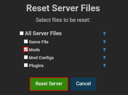 Minecraft Server Reset Mods
