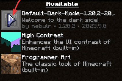 Dark Mode Minecraft Installation