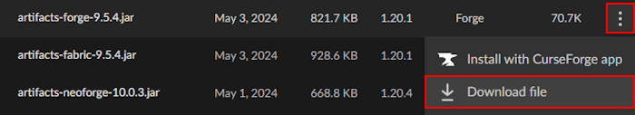 Artifacts CurseForge Download