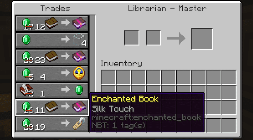 Minecraft Silk Touch Librarian Trade
