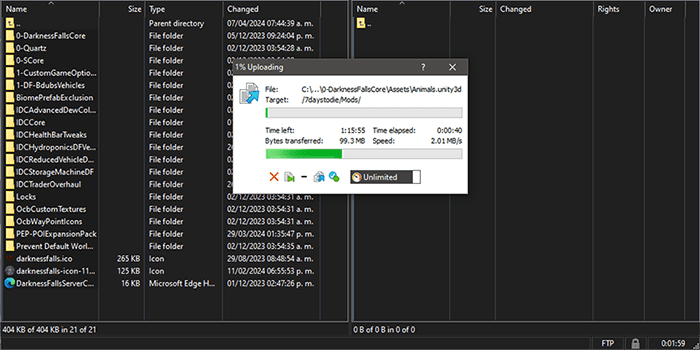 transfer files using FTP program
