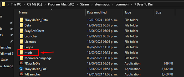 mod folder in the PC