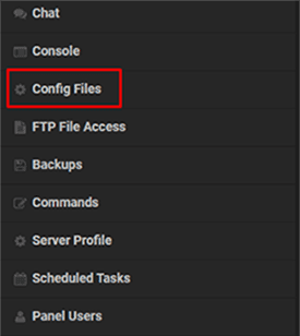 config file in the menu