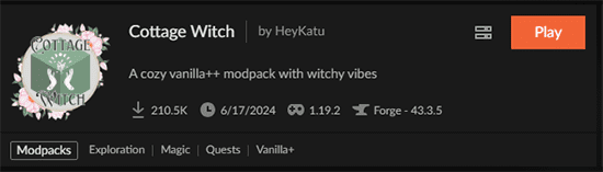 Cottage witch CurseForge Installation