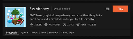 Sky Alchemy CurseForge Installation