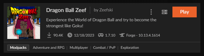 Dragon Ball Zeef CurseForge Installation