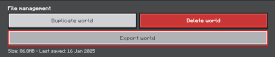 Export Bedrock World