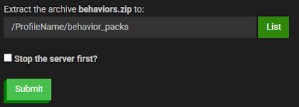 Bedrock server unzip addon behavior pack