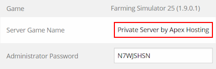 Apex Hosting Farming Simulator Server Name