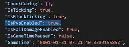 Changing PVP setting to true in config.json