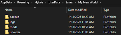 Hytale Singleplayer World Folder