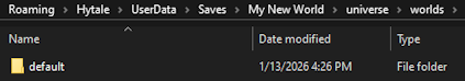 Hytale Singleplayer Default World Folder