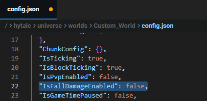 Hytale World Fall Damage Settings