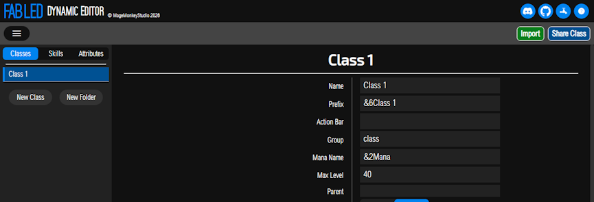 Fabled Creating a Class