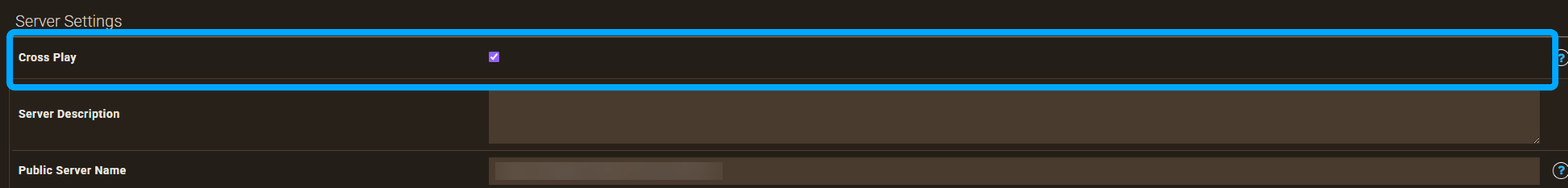 Cross Play toggle highlighted under Server Settings on the Customizations screen of the Apex Palworld panel