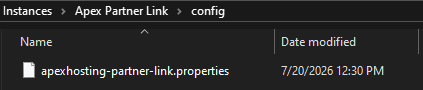 Apex Hosting Partner Link Config File