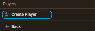 Create Player highlighted in the Player History sidebar of the Apex panel