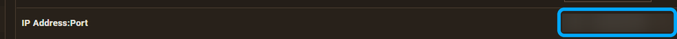 IP Address:Port value highlighted on the Valheim Server Overview page of the Apex panel